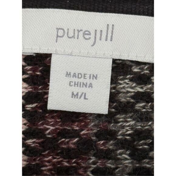 Pure Jill Women's Oversized Turtleneck Pullover Sweater Red Black Medium/Large‎ - Picture 3 of 7